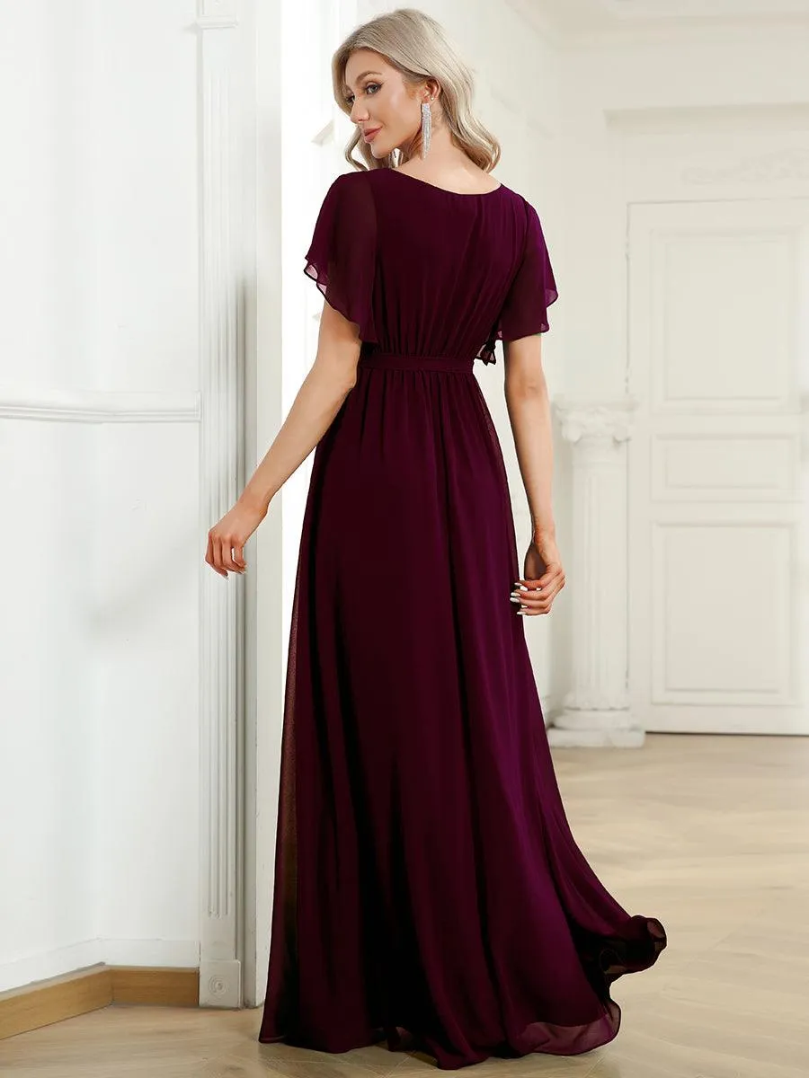 Taille personnalisée Robe de soirée en mousseline de soie à encolure en V