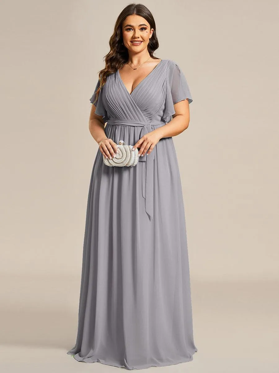 Taille personnalisée Robe de soirée en mousseline de soie à encolure en V
