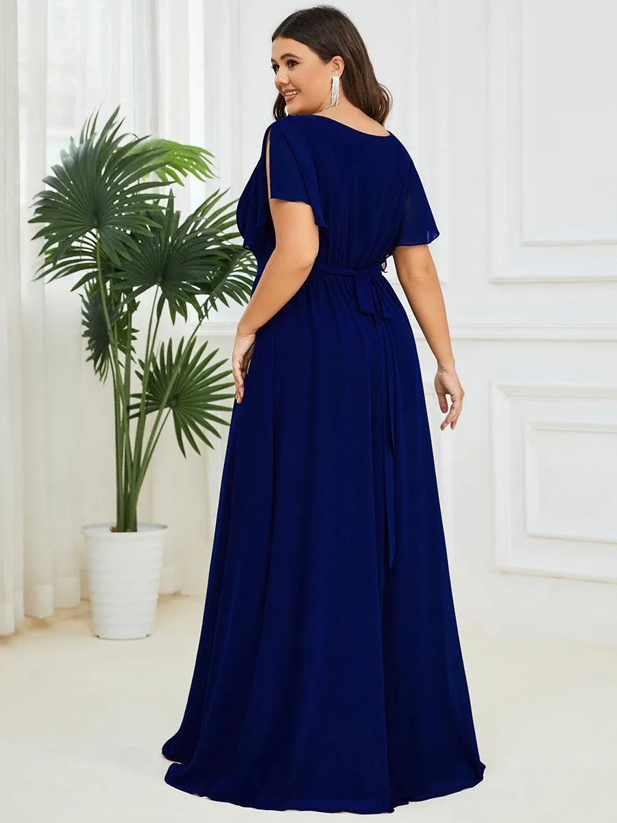 Taille personnalisée Robe de soirée en mousseline de soie à encolure en V