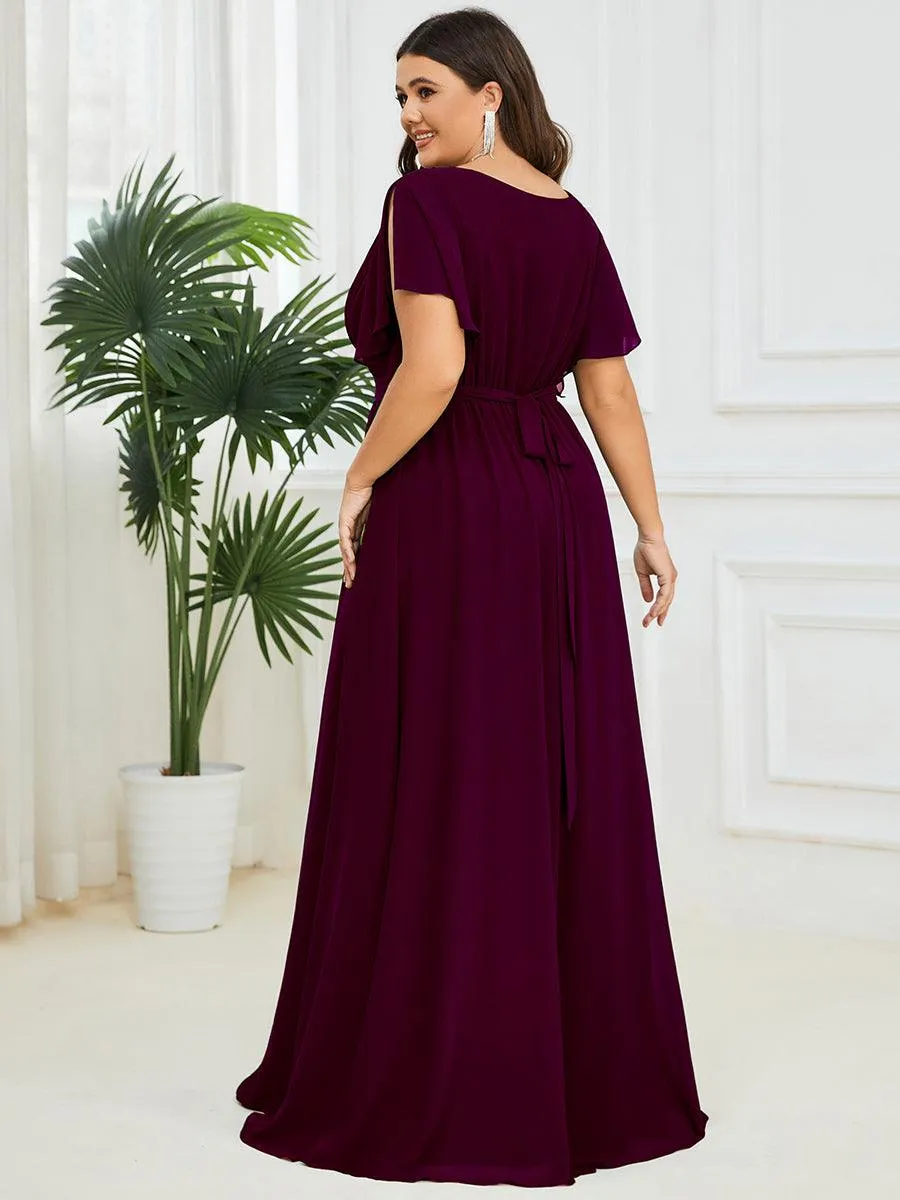 Taille personnalisée Robe de soirée en mousseline de soie à encolure en V