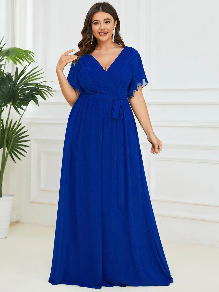 Taille personnalisée Robe de soirée en mousseline de soie à encolure en V