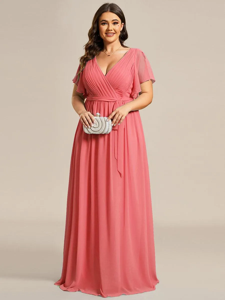 Taille personnalisée Robe de soirée en mousseline de soie à encolure en V