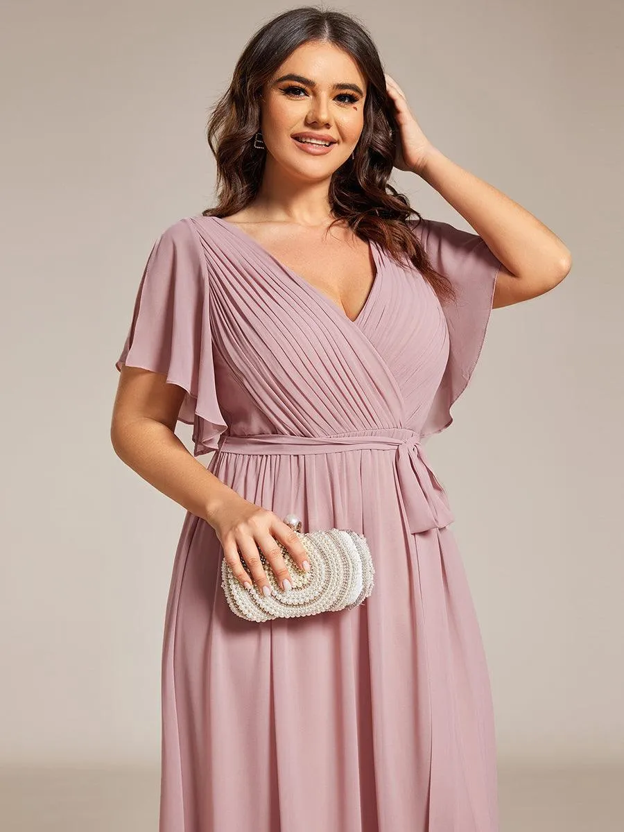 Taille personnalisée Robe de soirée en mousseline de soie à encolure en V