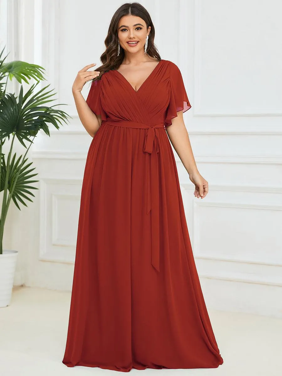 Taille personnalisée Robe de soirée en mousseline de soie à encolure en V