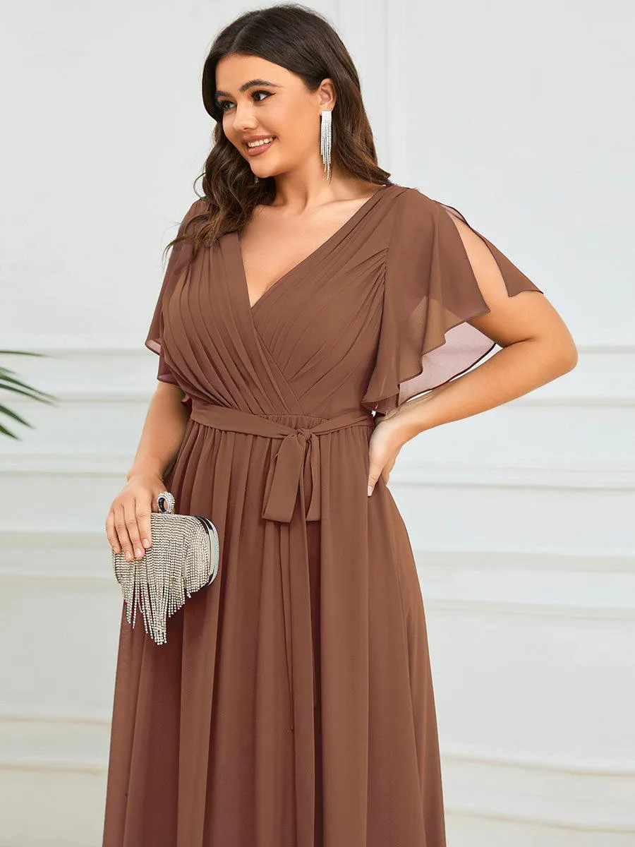 Taille personnalisée Robe de soirée en mousseline de soie à encolure en V