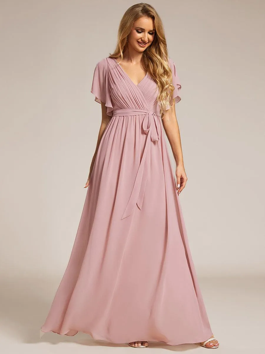 Taille personnalisée Robe de soirée en mousseline de soie à encolure en V