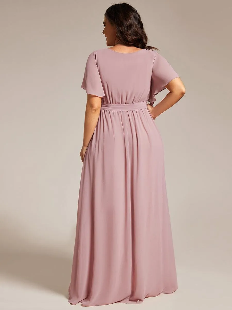 Taille personnalisée Robe de soirée en mousseline de soie à encolure en V
