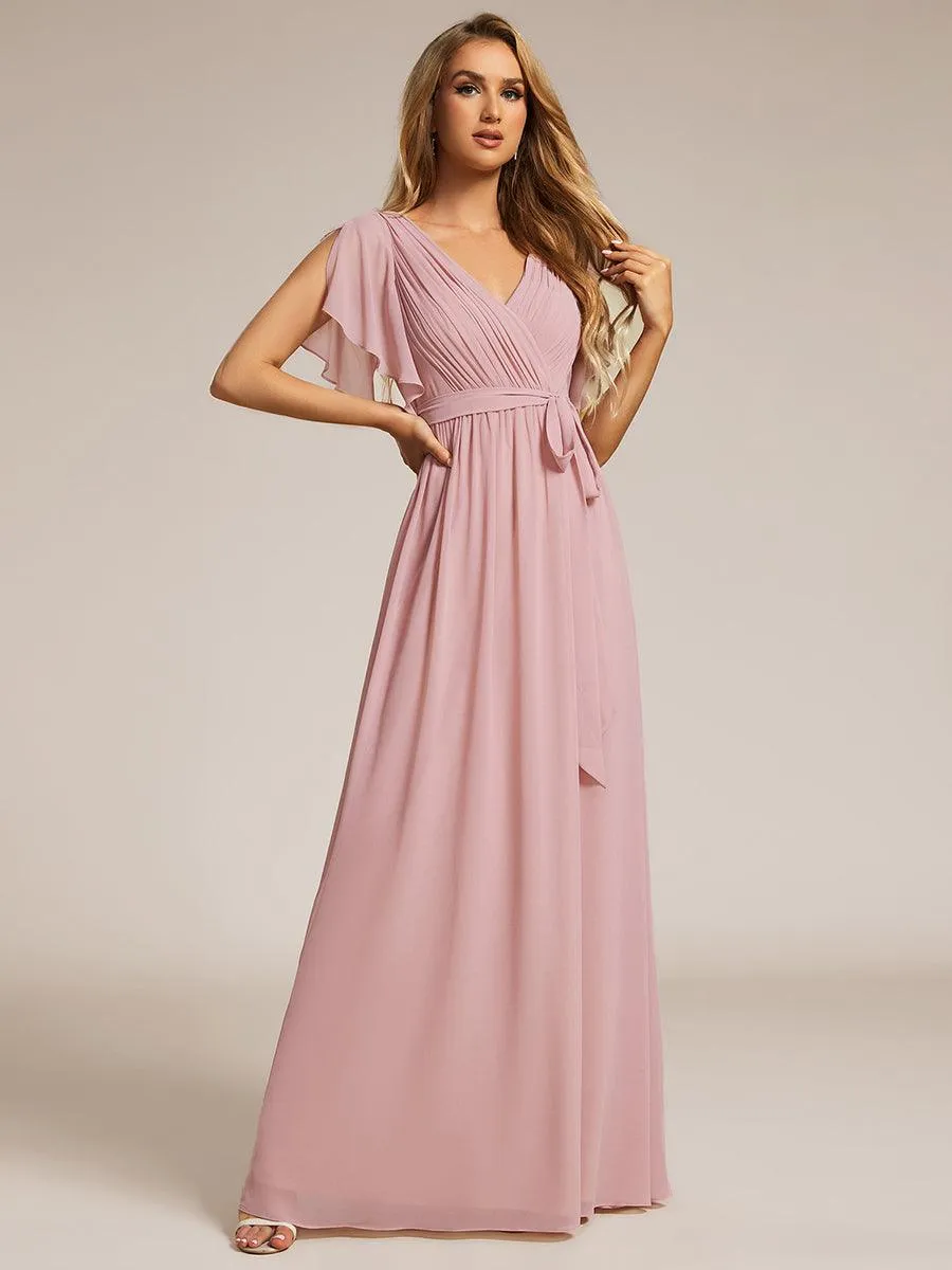Taille personnalisée Robe de soirée en mousseline de soie à encolure en V