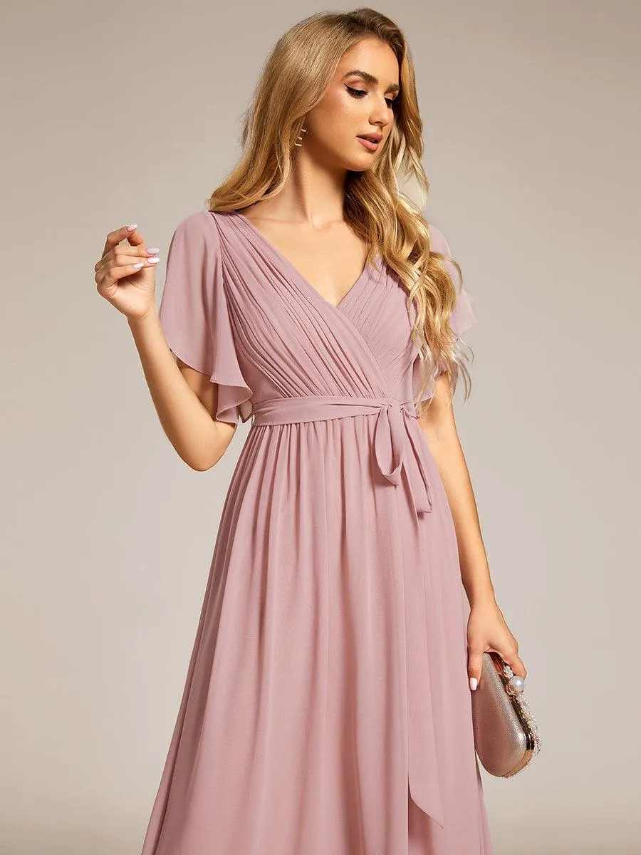 Taille personnalisée Robe de soirée en mousseline de soie à encolure en V