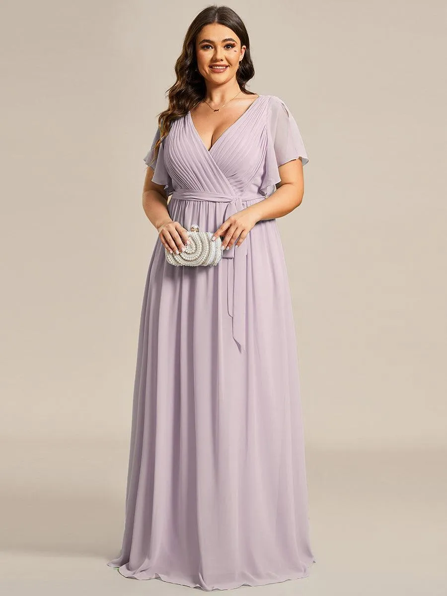 Taille personnalisée Robe de soirée en mousseline de soie à encolure en V