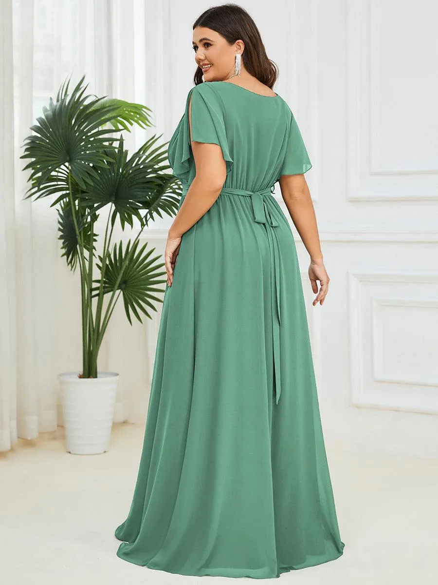 Taille personnalisée Robe de soirée en mousseline de soie à encolure en V