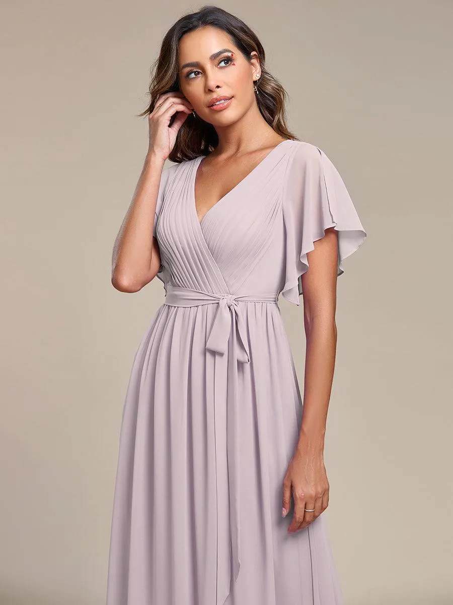 Taille personnalisée Robe de soirée en mousseline de soie à encolure en V