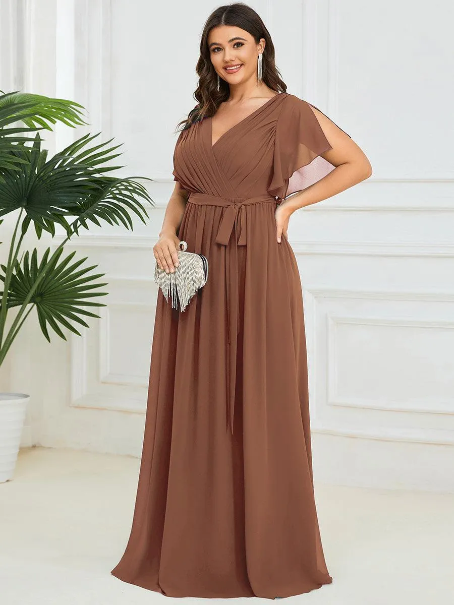 Taille personnalisée Robe de soirée en mousseline de soie à encolure en V