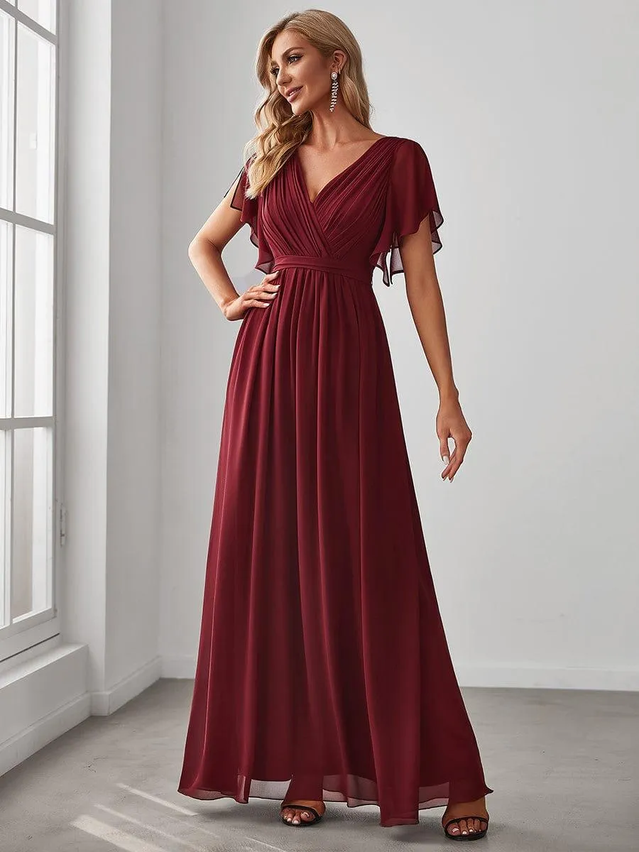 Taille personnalisée Robe de soirée en mousseline de soie à encolure en V