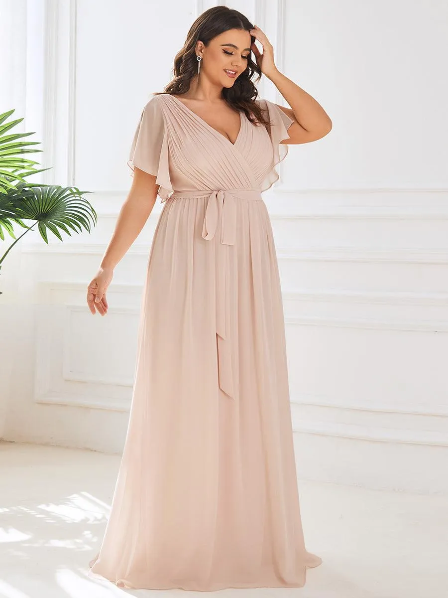 Taille personnalisée Robe de soirée en mousseline de soie à encolure en V