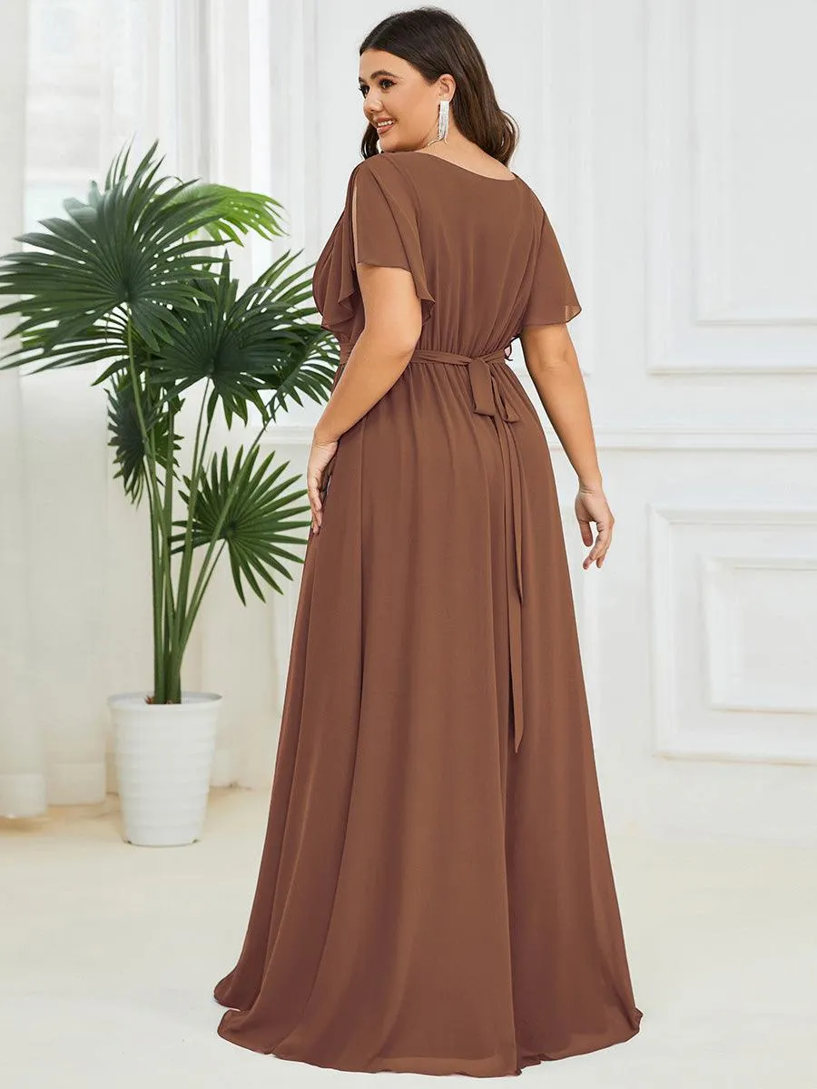 Taille personnalisée Robe de soirée en mousseline de soie à encolure en V