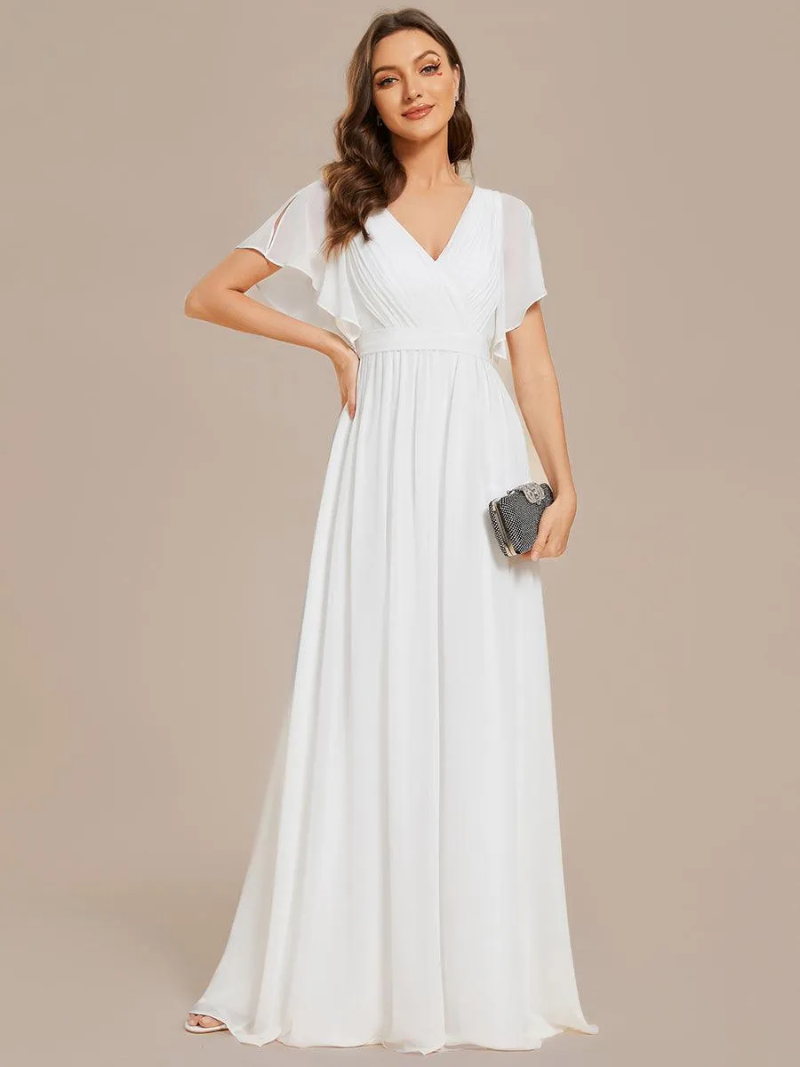 Taille personnalisée Robe de soirée en mousseline de soie à encolure en V