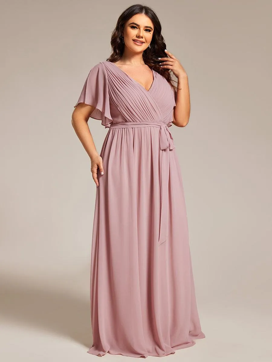 Taille personnalisée Robe de soirée en mousseline de soie à encolure en V