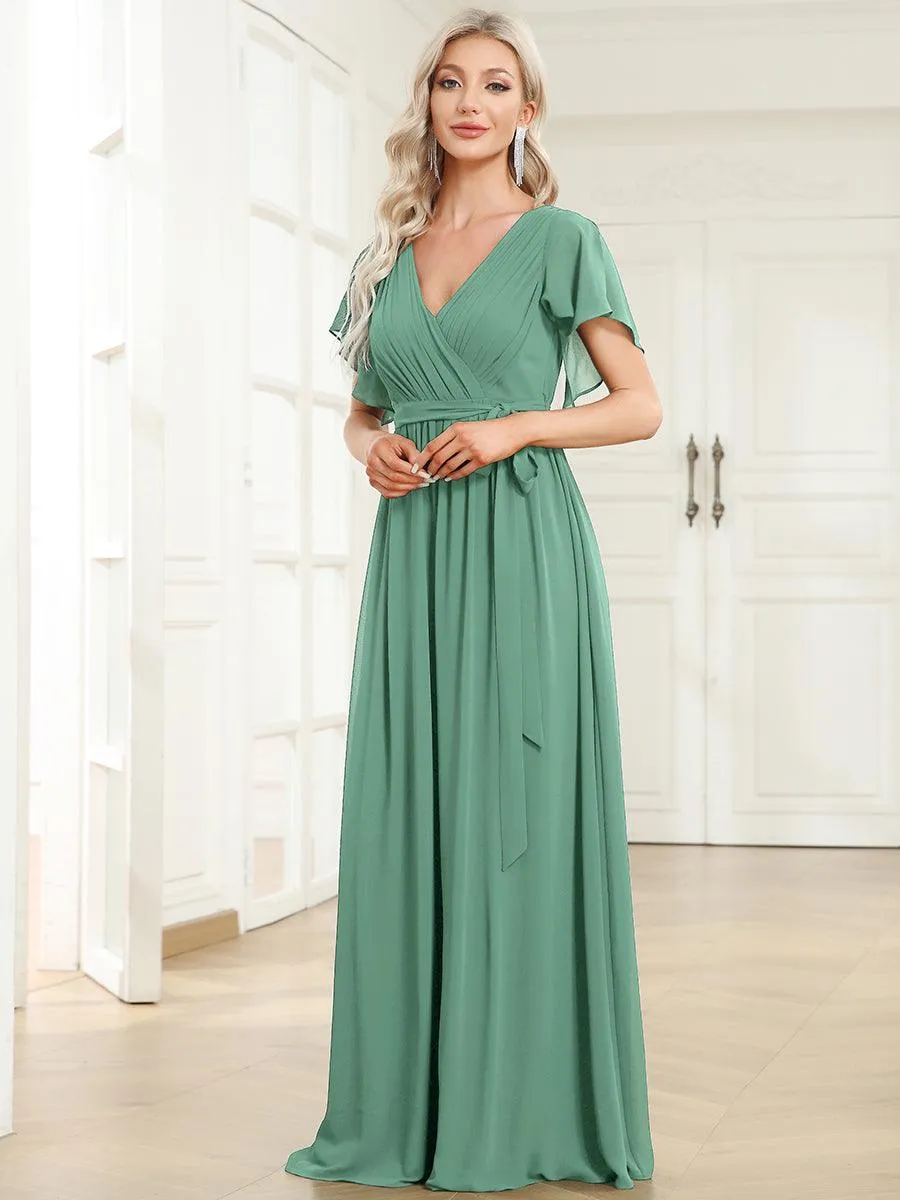 Taille personnalisée Robe de soirée en mousseline de soie à encolure en V