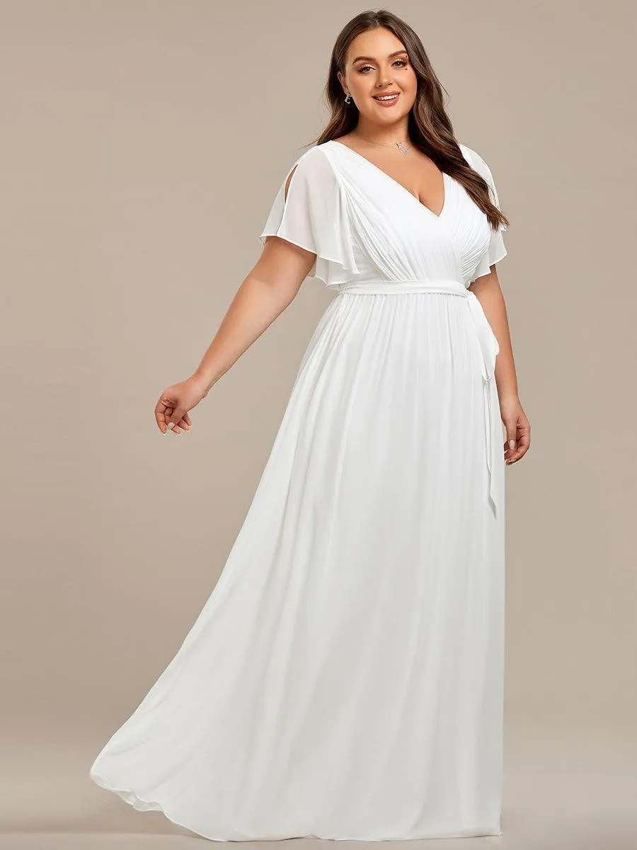 Taille personnalisée Robe de soirée en mousseline de soie à encolure en V
