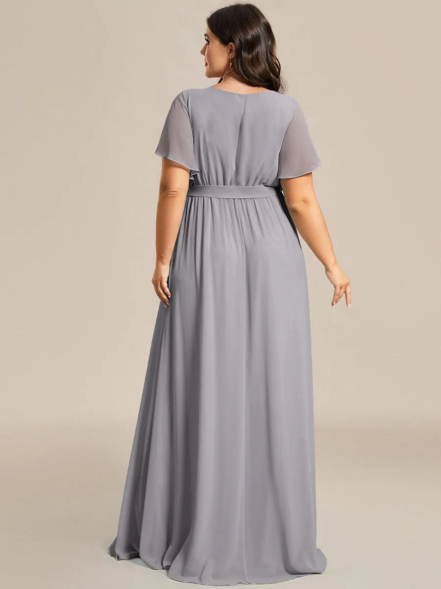 Taille personnalisée Robe de soirée en mousseline de soie à encolure en V