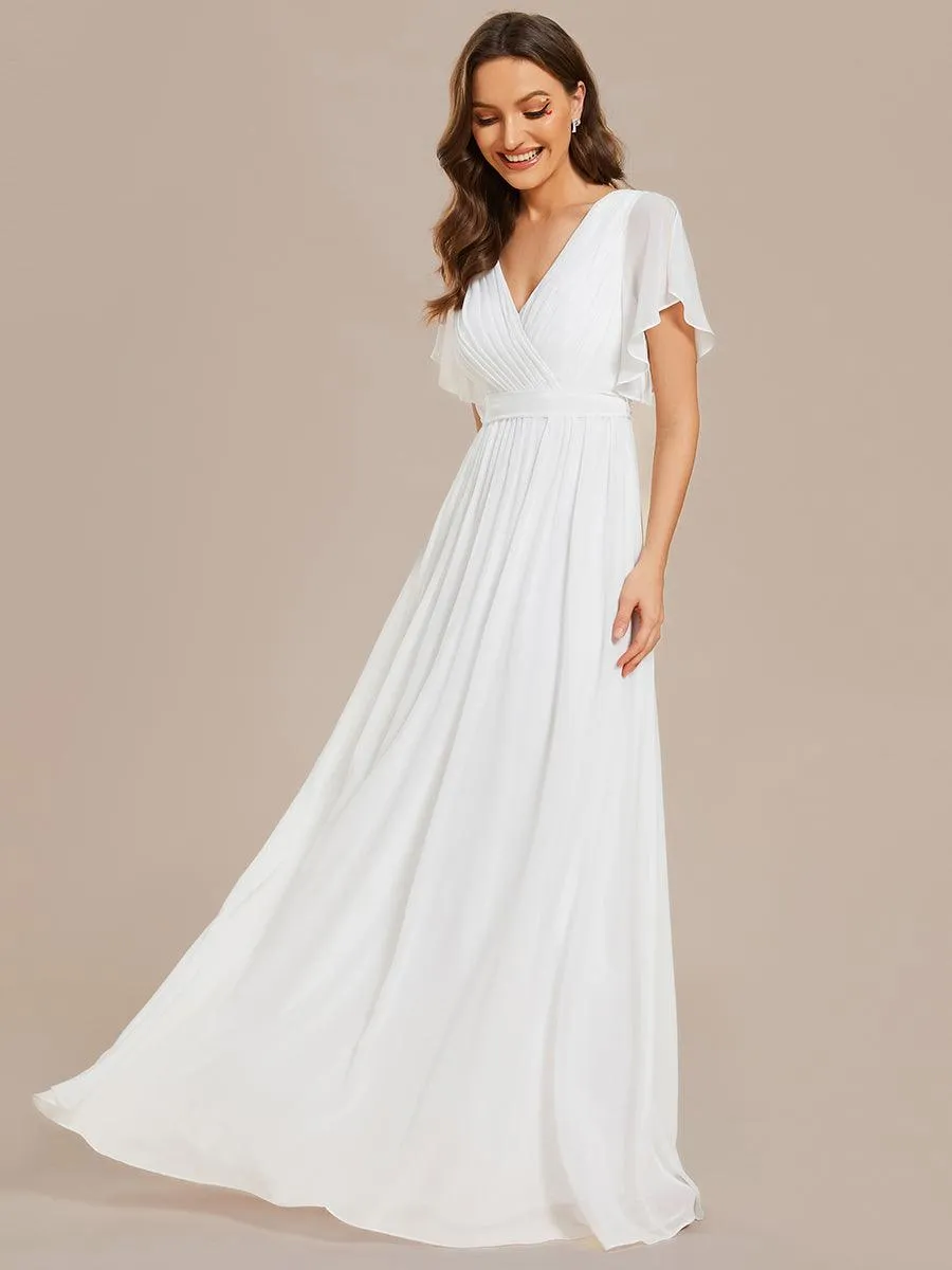 Taille personnalisée Robe de soirée en mousseline de soie à encolure en V