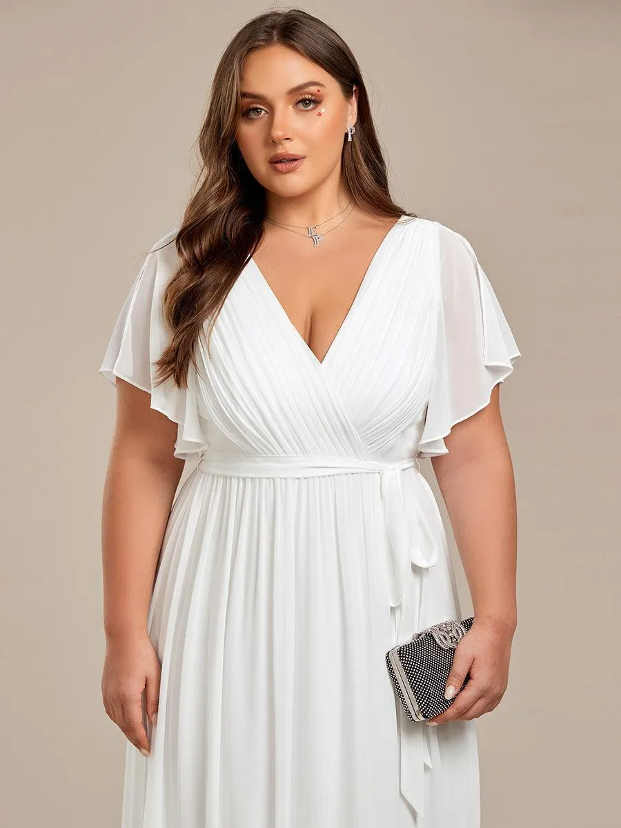 Taille personnalisée Robe de soirée en mousseline de soie à encolure en V