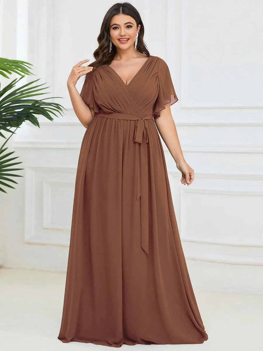 Taille personnalisée Robe de soirée en mousseline de soie à encolure en V