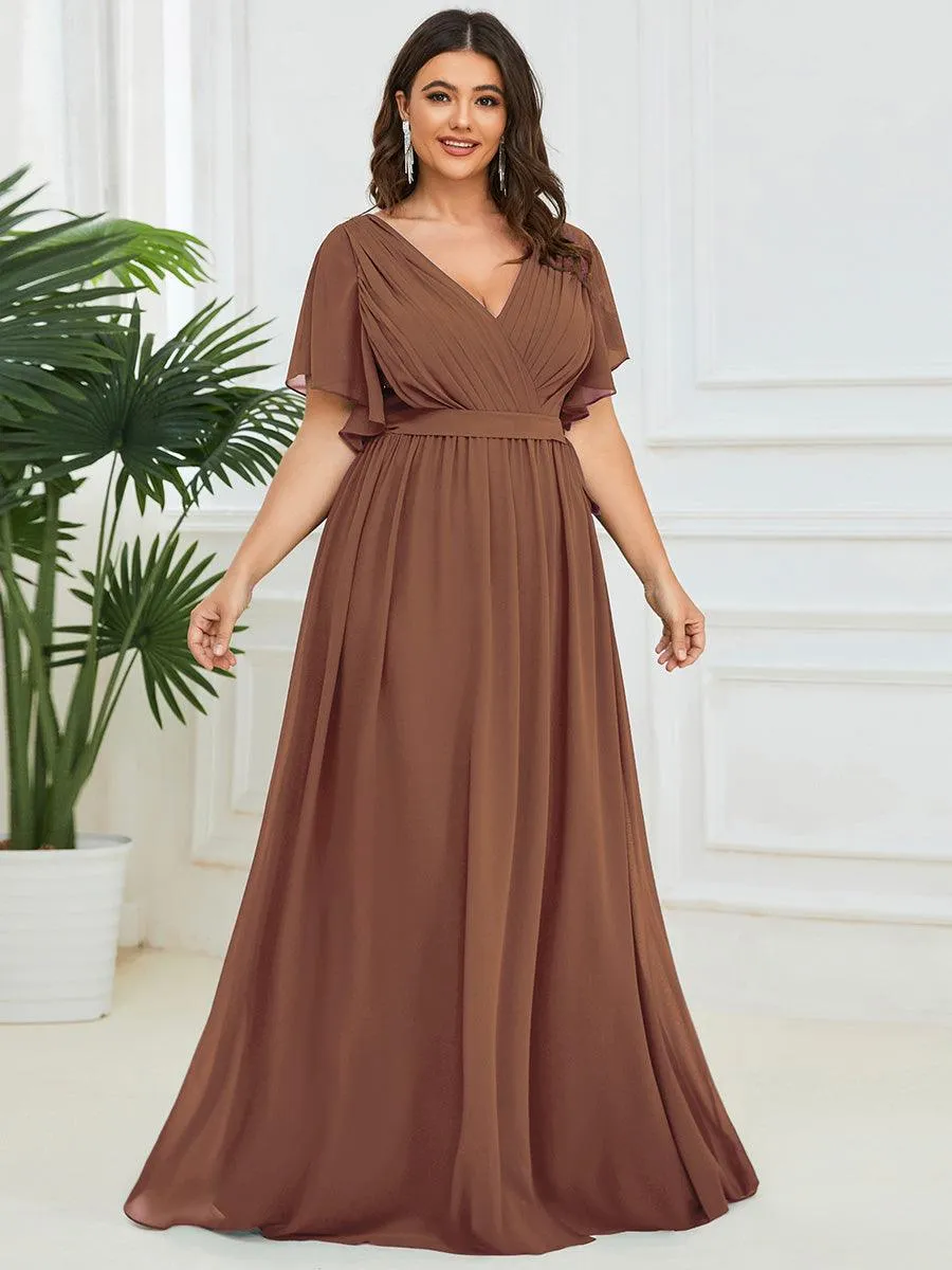 Taille personnalisée Robe de soirée en mousseline de soie à encolure en V