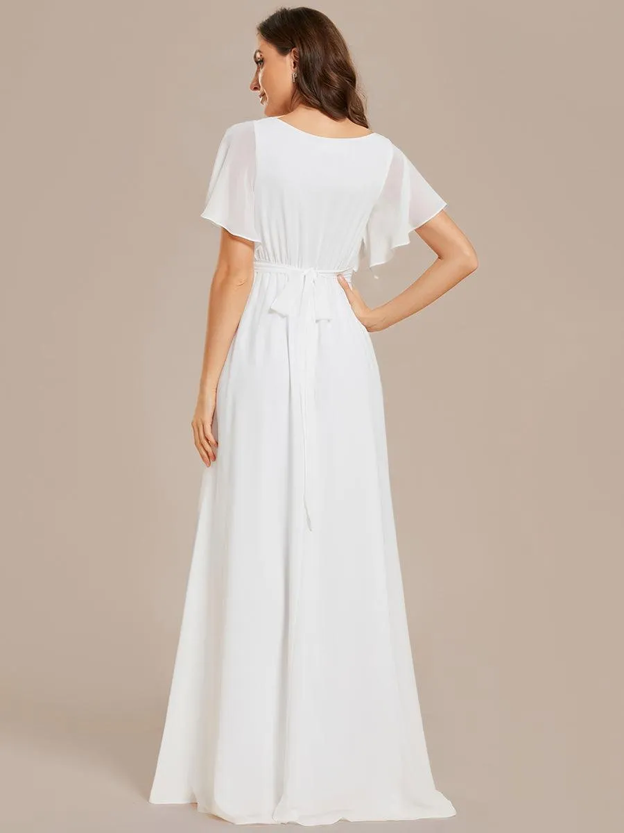 Taille personnalisée Robe de soirée en mousseline de soie à encolure en V