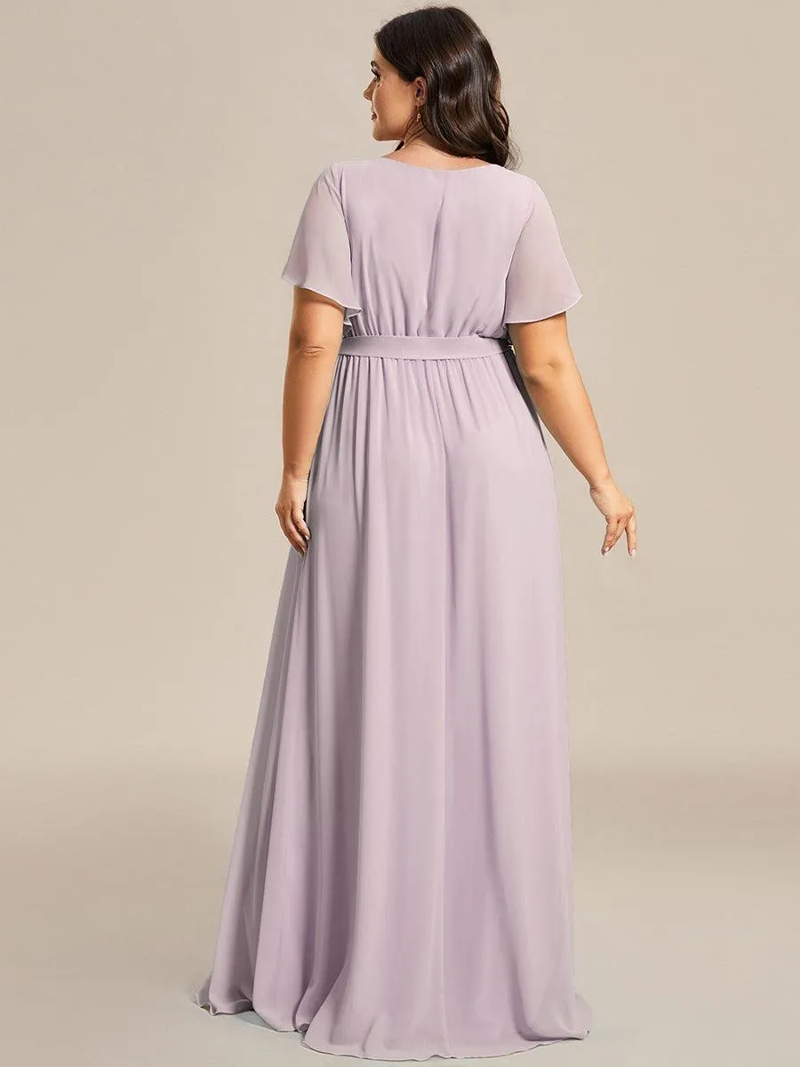 Taille personnalisée Robe de soirée en mousseline de soie à encolure en V