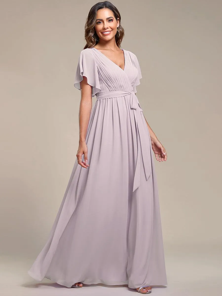 Taille personnalisée Robe de soirée en mousseline de soie à encolure en V