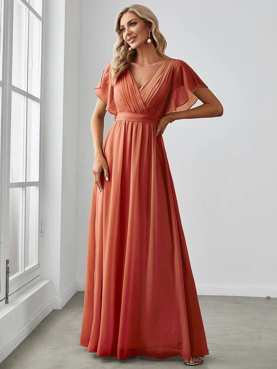 Taille personnalisée Robe de soirée en mousseline de soie à encolure en V