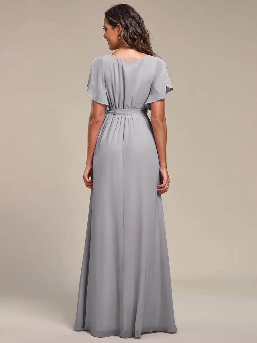Taille personnalisée Robe de soirée en mousseline de soie à encolure en V