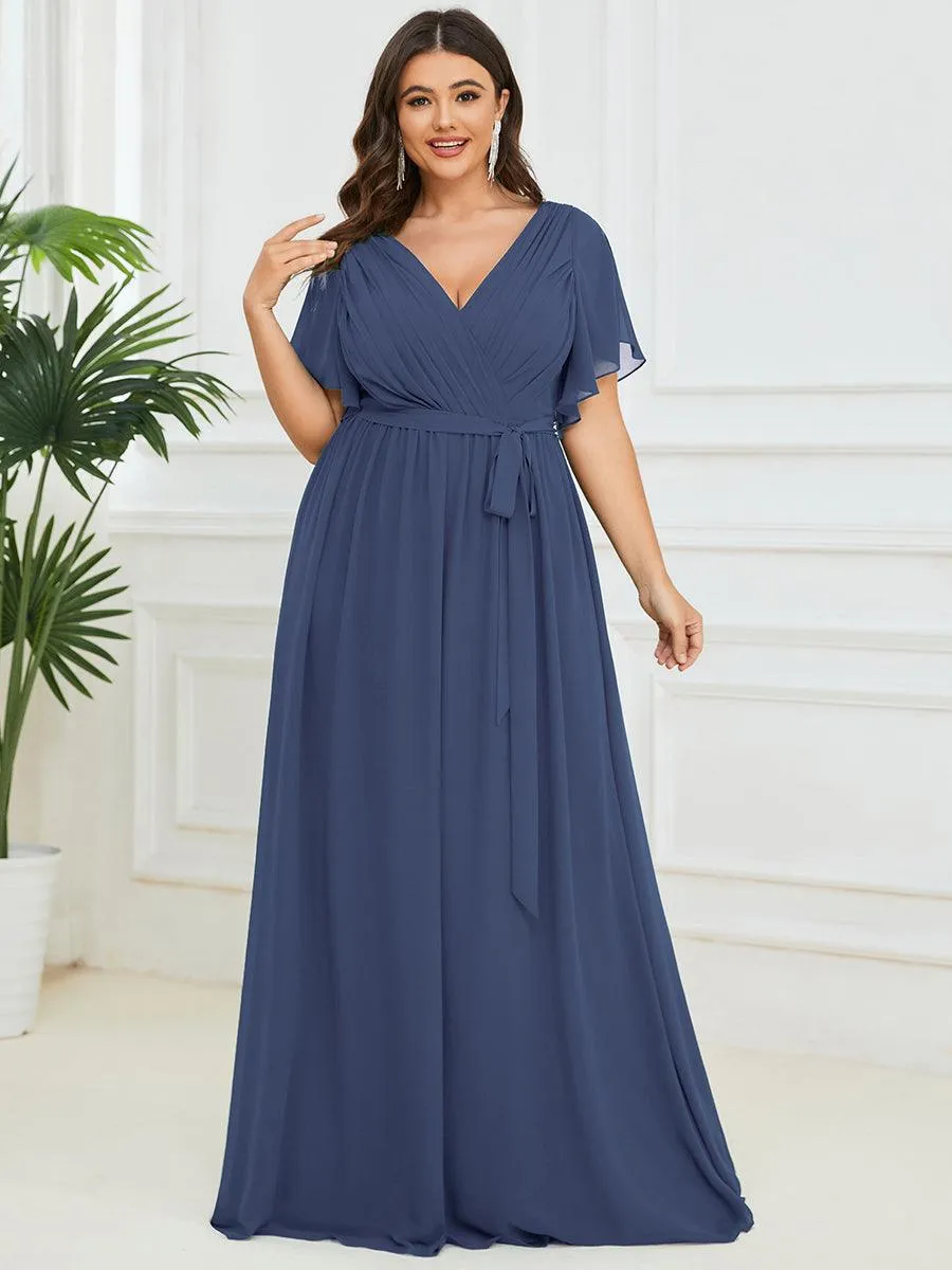 Taille personnalisée Robe de soirée en mousseline de soie à encolure en V
