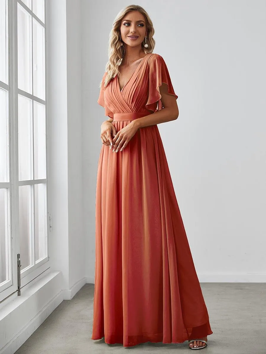 Taille personnalisée Robe de soirée en mousseline de soie à encolure en V