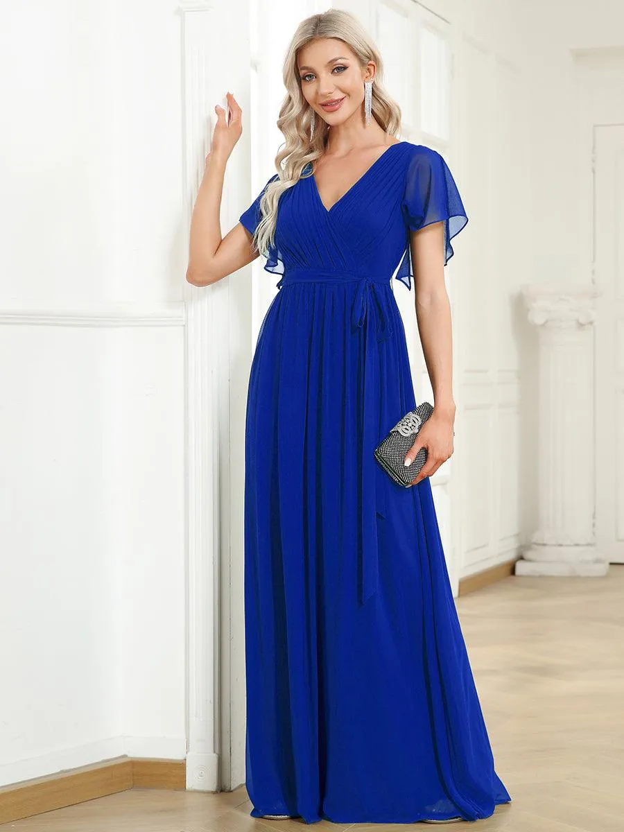 Taille personnalisée Robe de soirée en mousseline de soie à encolure en V