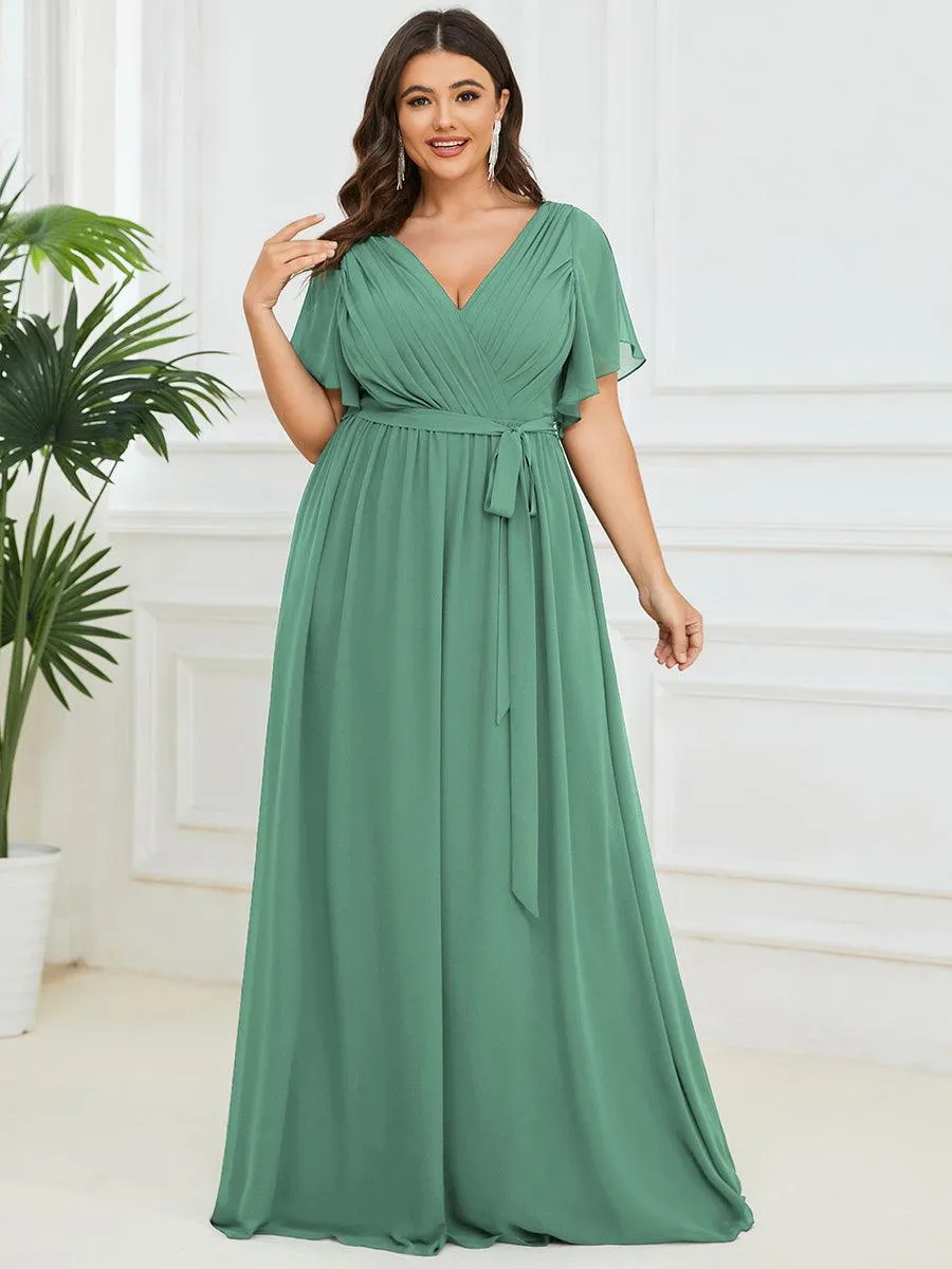 Taille personnalisée Robe de soirée en mousseline de soie à encolure en V