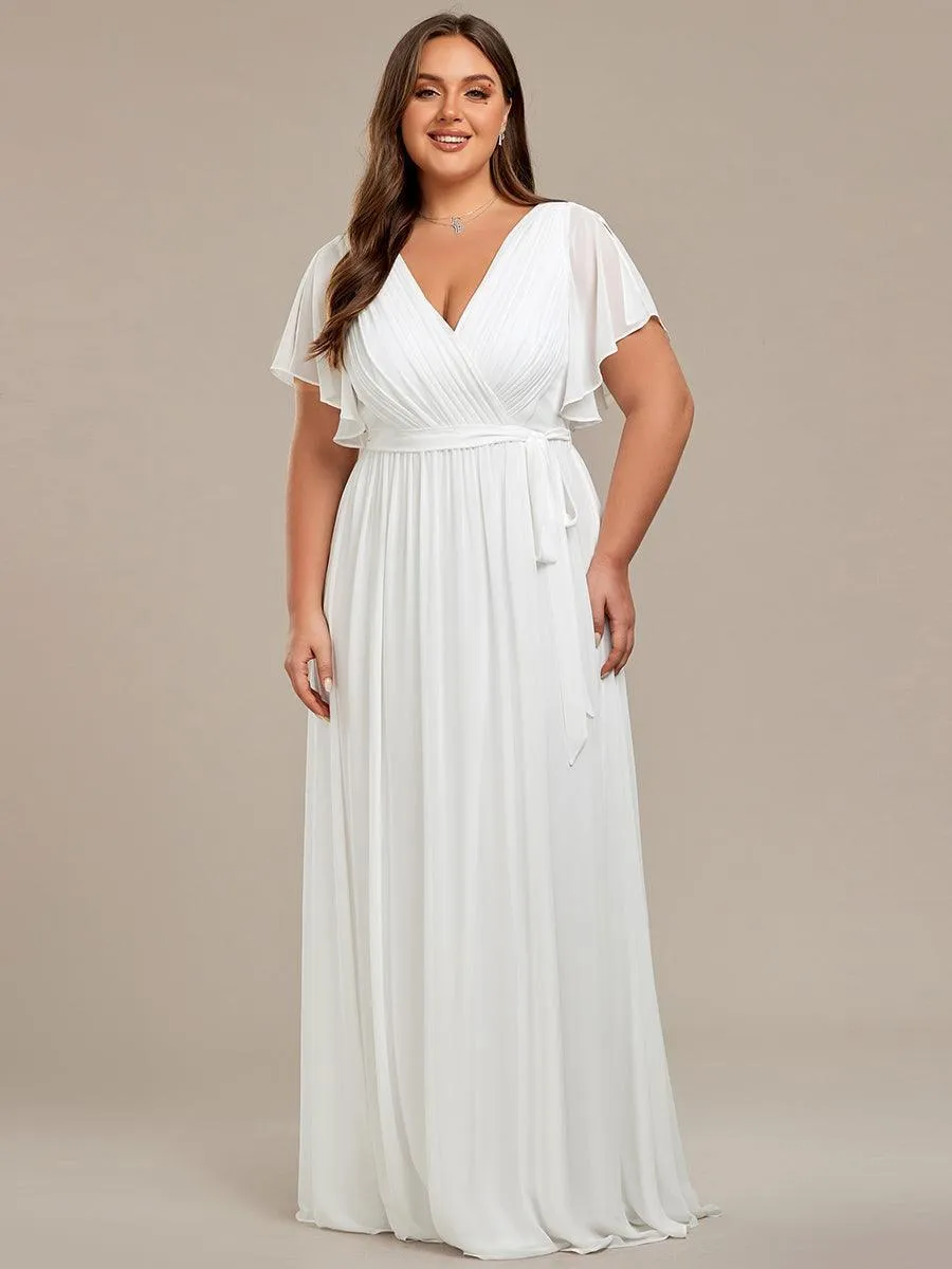 Taille personnalisée Robe de soirée en mousseline de soie à encolure en V