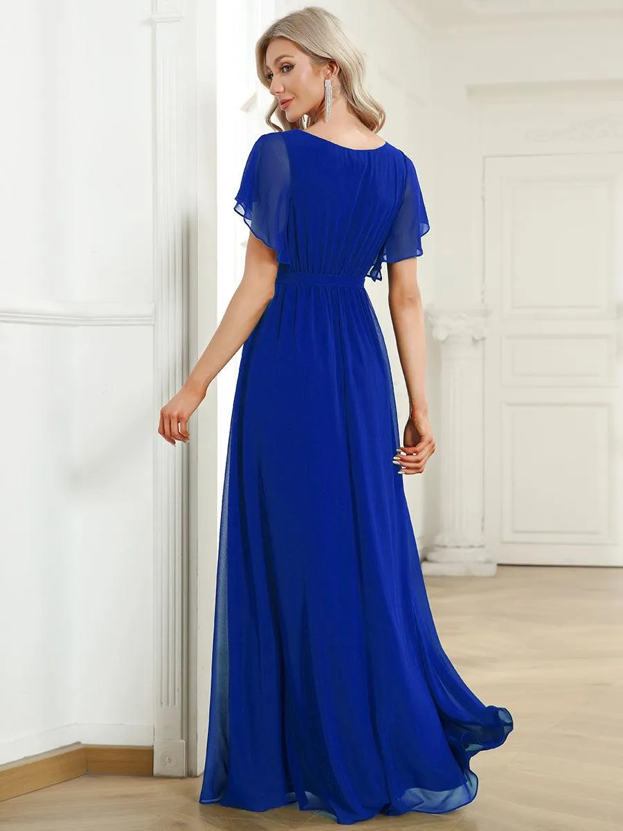 Taille personnalisée Robe de soirée en mousseline de soie à encolure en V