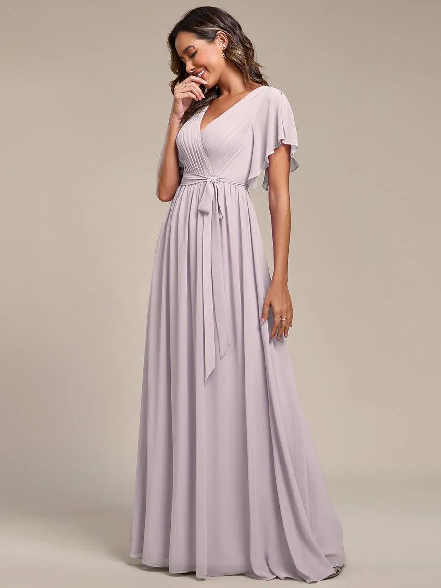 Taille personnalisée Robe de soirée en mousseline de soie à encolure en V