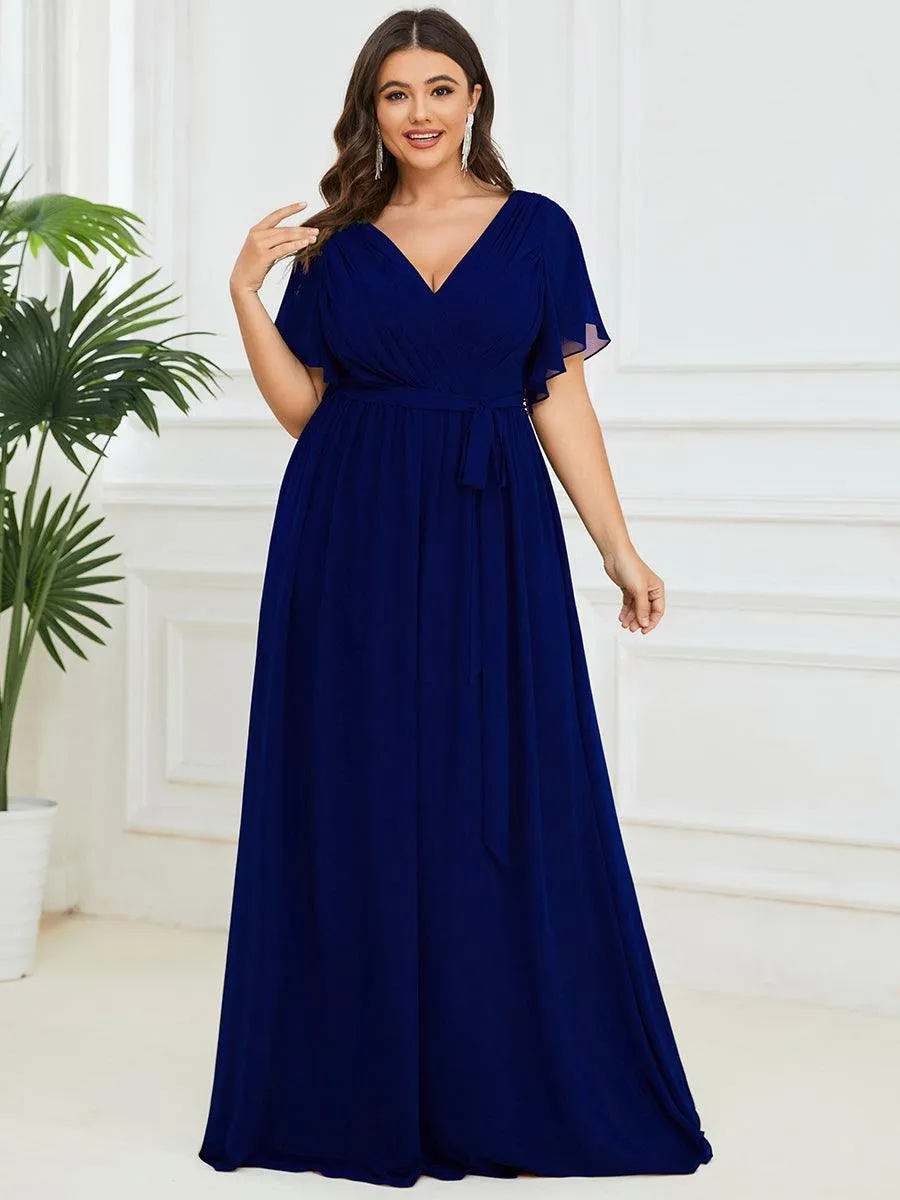 Taille personnalisée Robe de soirée en mousseline de soie à encolure en V