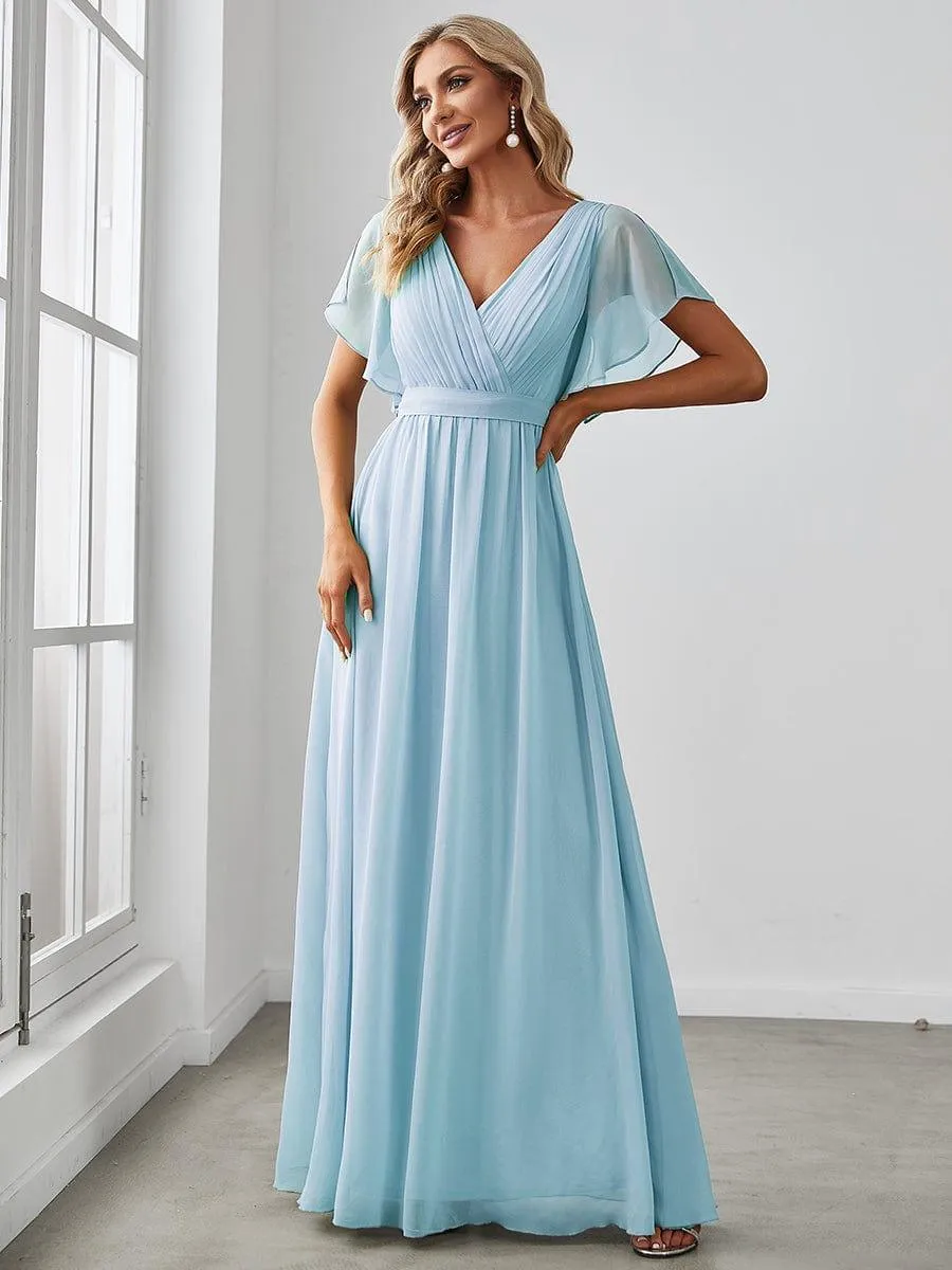 Taille personnalisée Robe de soirée en mousseline de soie à encolure en V