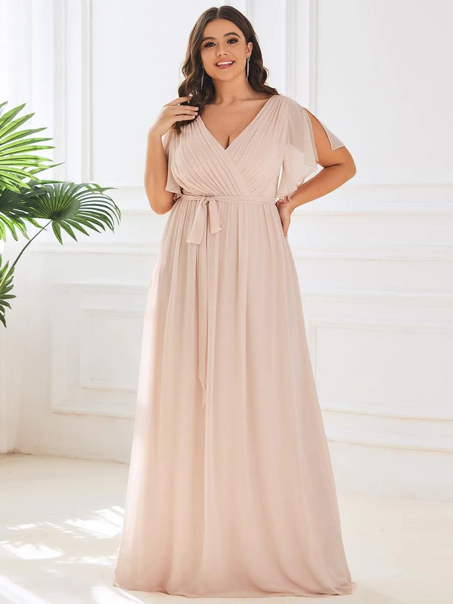 Taille personnalisée Robe de soirée en mousseline de soie à encolure en V