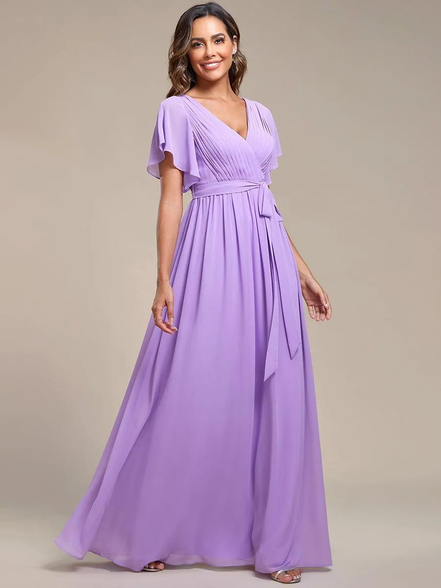 Taille personnalisée Robe de soirée en mousseline de soie à encolure en V