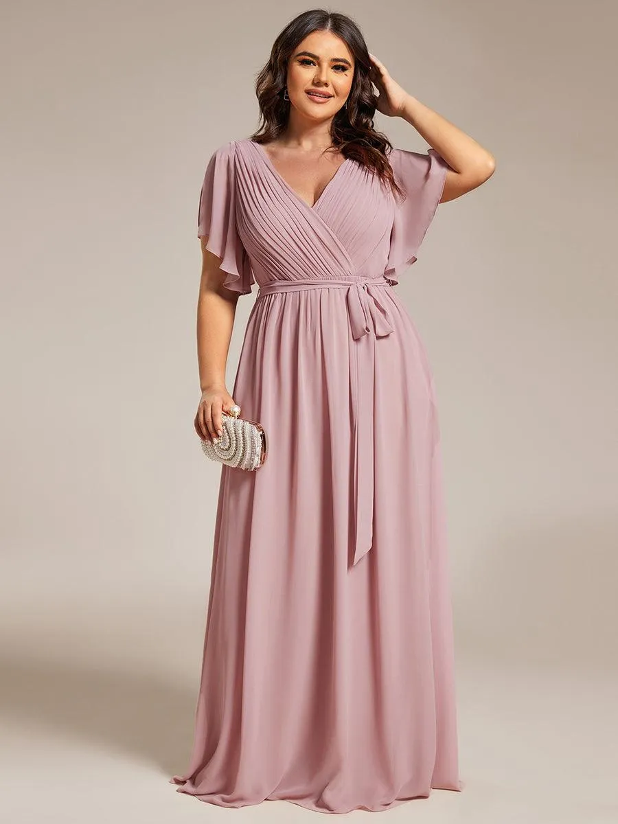 Taille personnalisée Robe de soirée en mousseline de soie à encolure en V