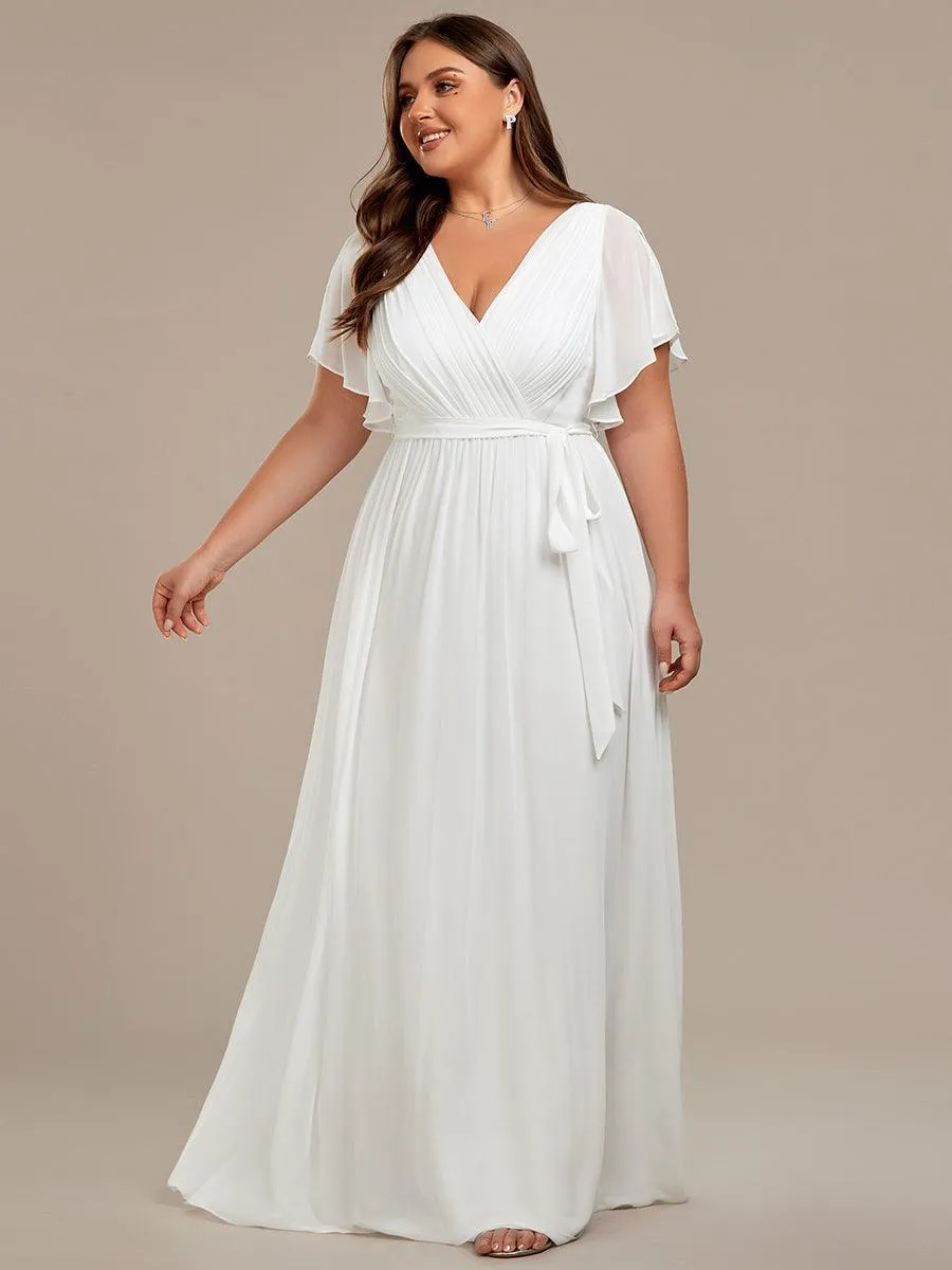 Taille personnalisée Robe de soirée en mousseline de soie à encolure en V