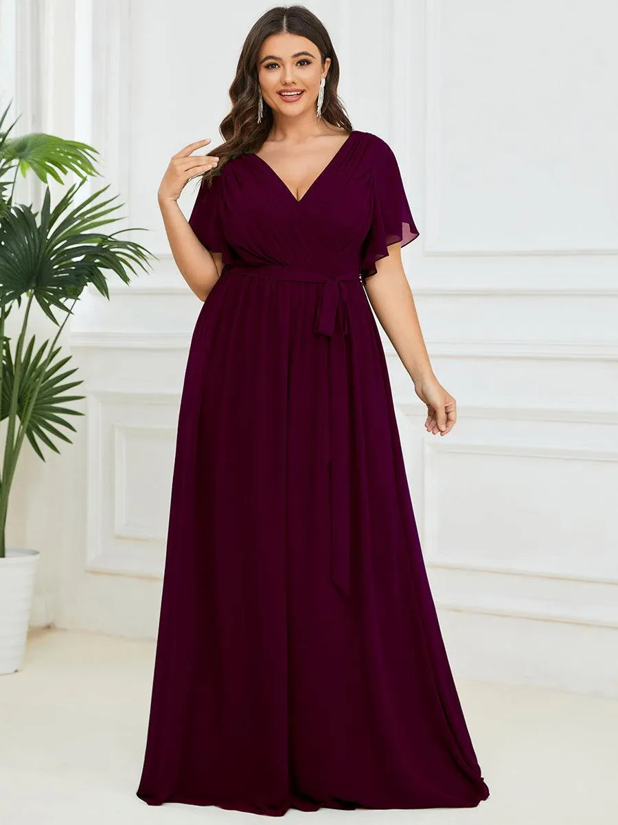 Taille personnalisée Robe de soirée en mousseline de soie à encolure en V
