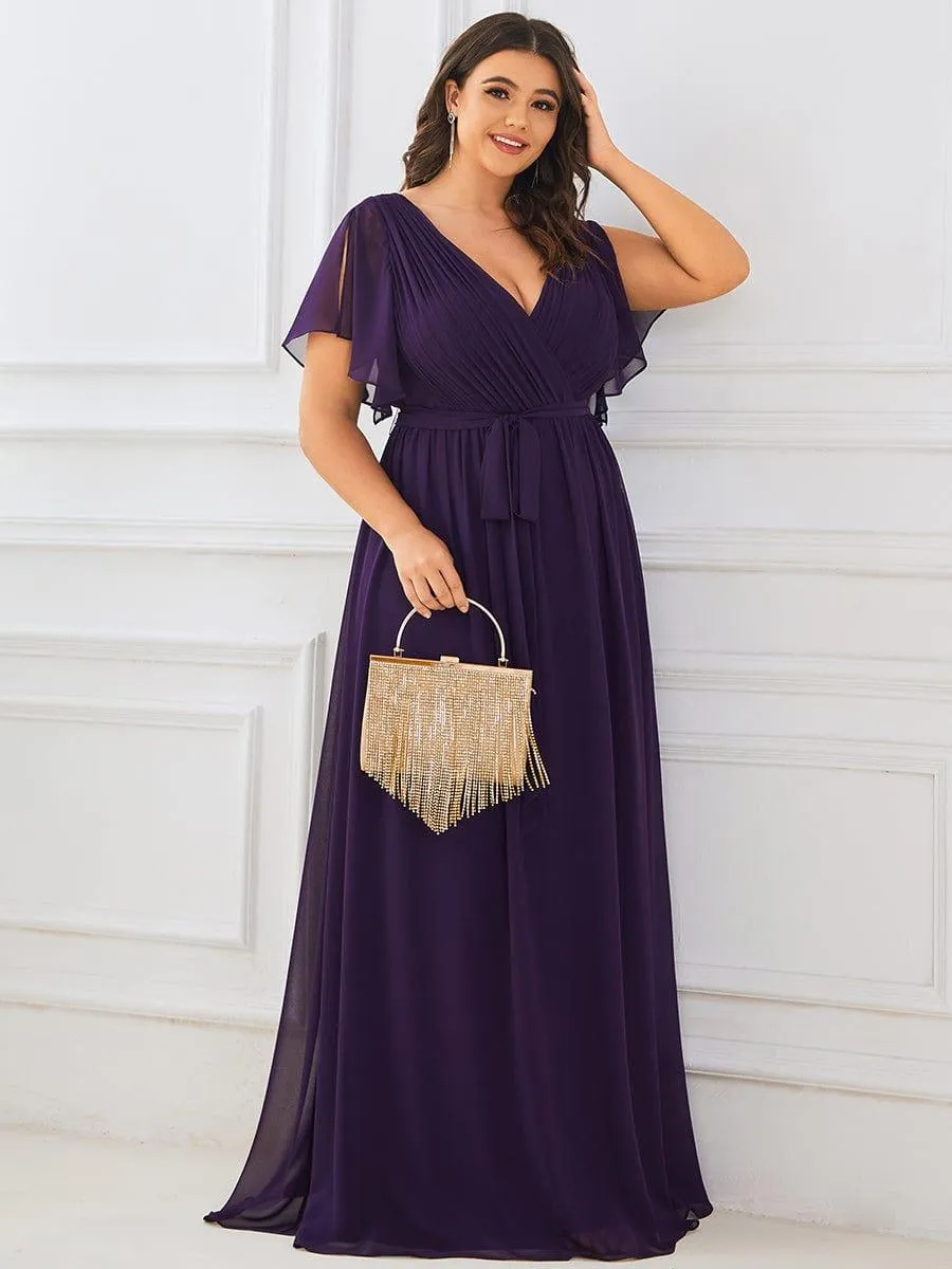 Taille personnalisée Robe de soirée en mousseline de soie à encolure en V