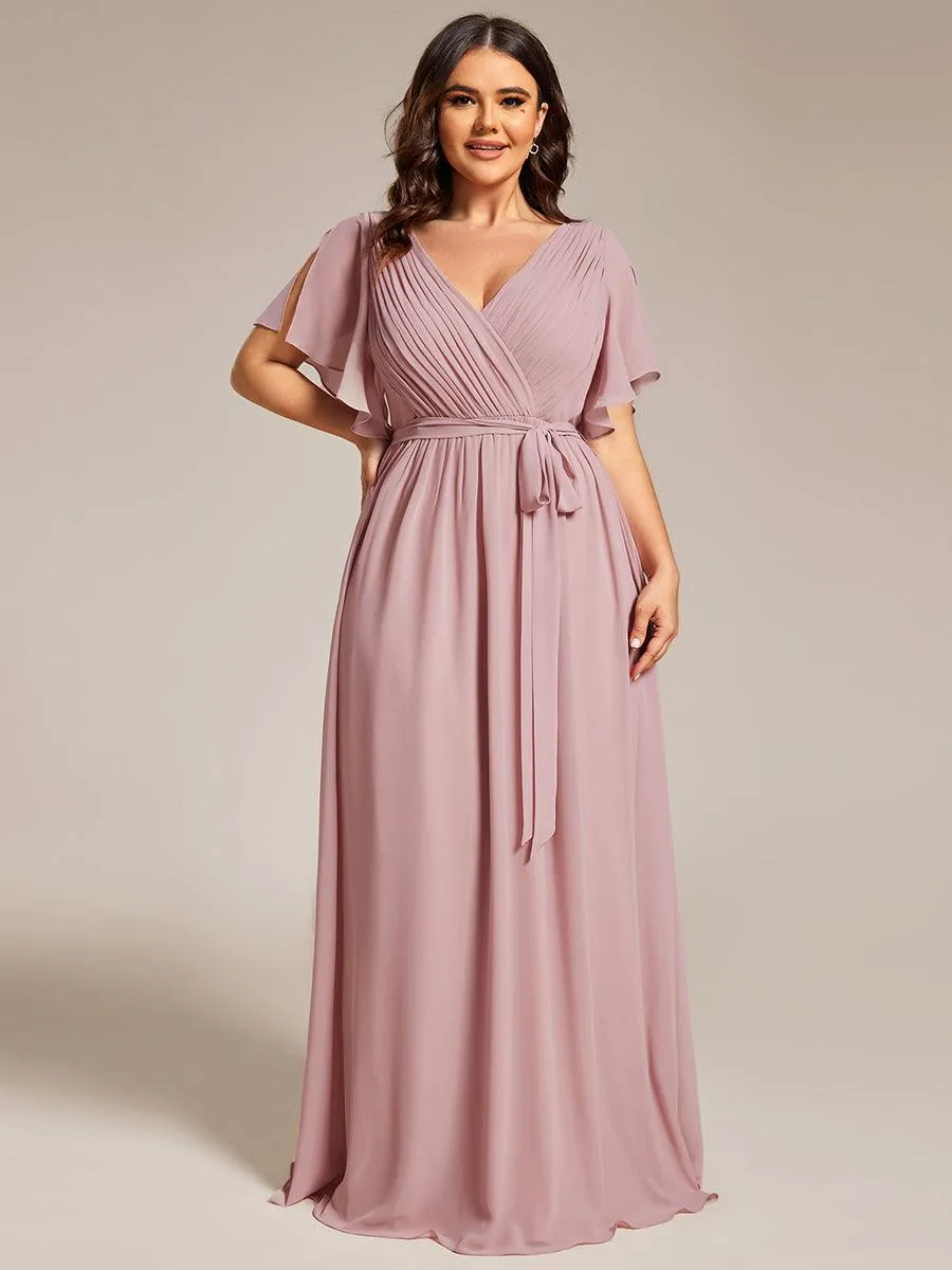 Taille personnalisée Robe de soirée en mousseline de soie à encolure en V